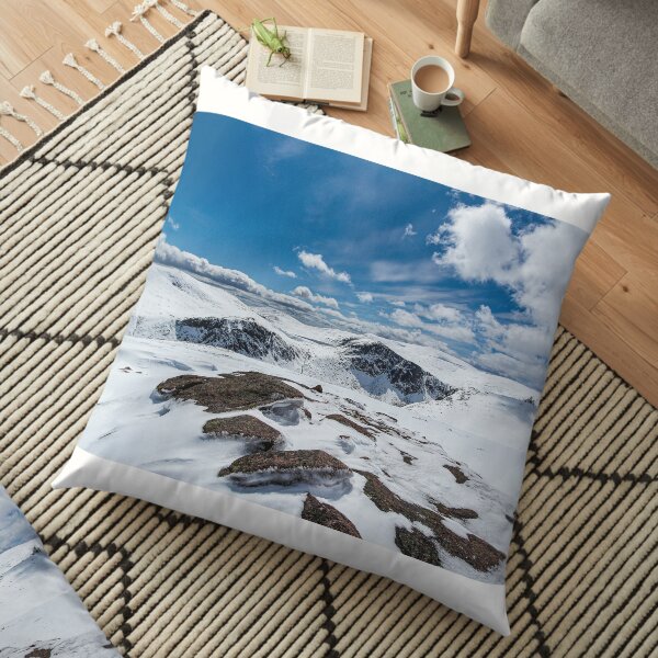 Mheadhoin, Etchachan and Macdui May Snow Floor Pillow