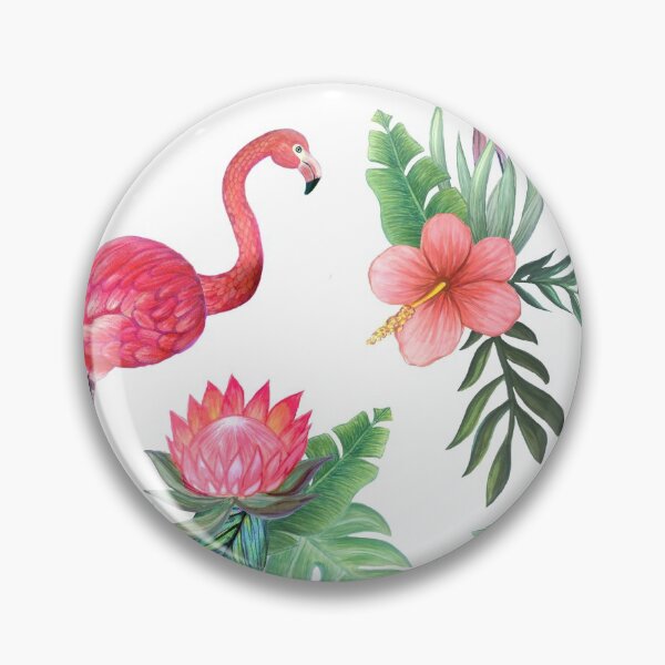 Item preview, Flamingo Floral with hibiscus , palm and protea in watercolor designed and sold by MagentaRose.