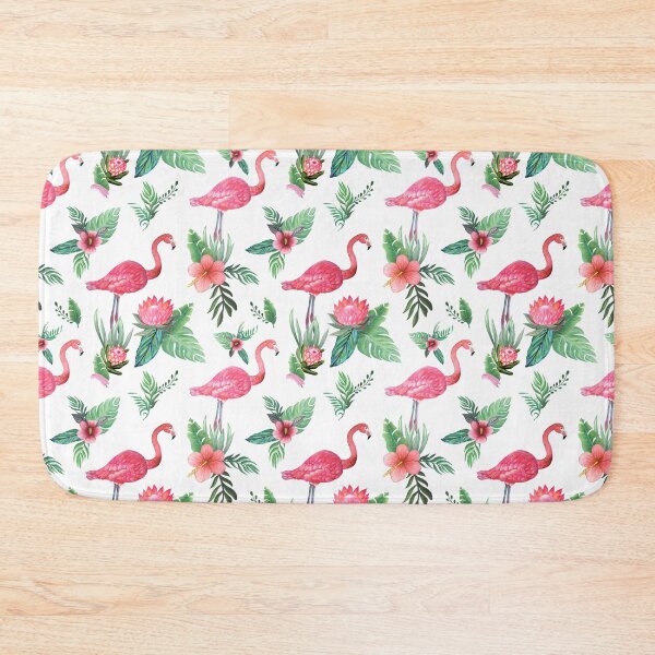 Item preview, Flamingo Floral with hibiscus , palm and protea in watercolor designed and sold by MagentaRose.