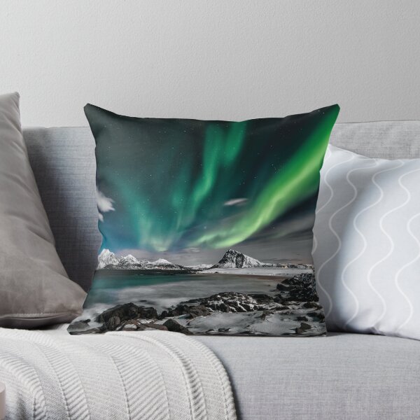 Time lapse photo of northern lights Throw Pillow