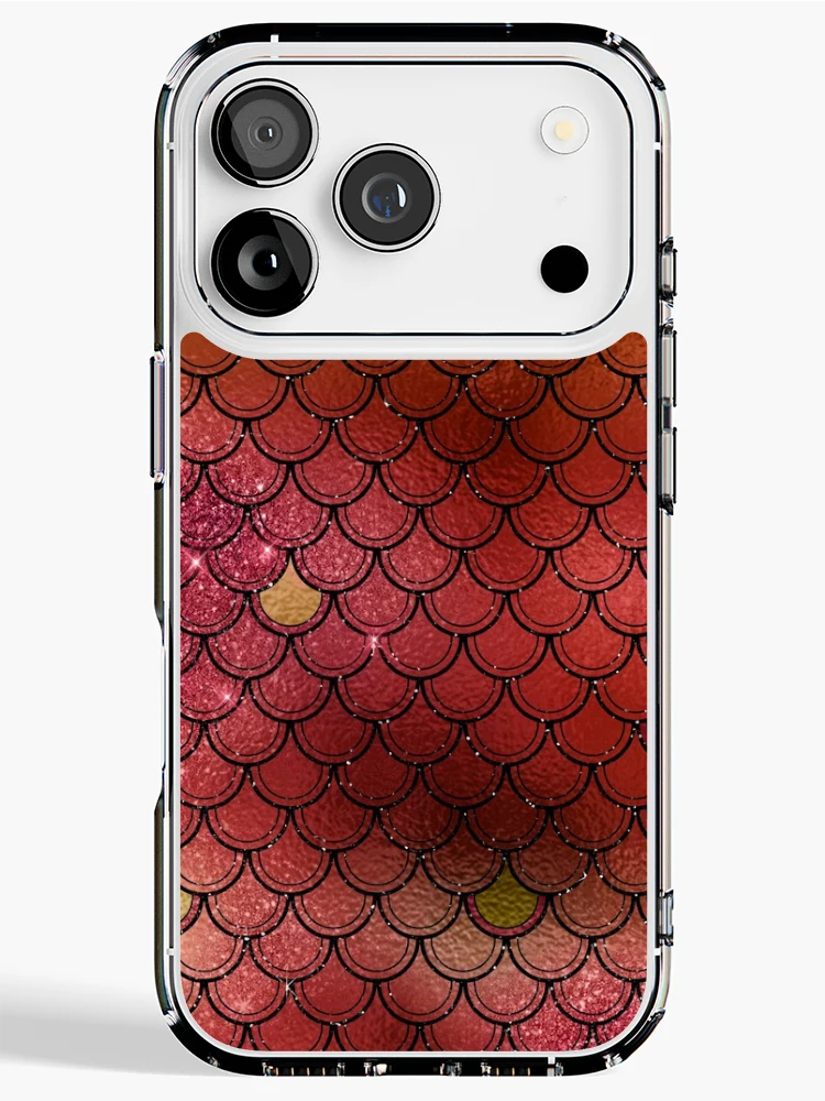 Thumbnail 1 of 5, iPhone Case, Red Mermaid Pattern designed and sold by MyTribePatterns.
