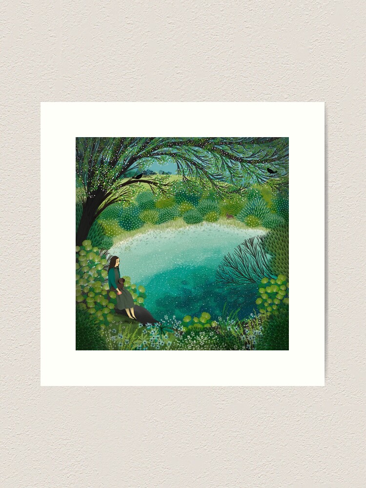 Thumbnail 2 of 3, Art Print, Pensive at the Pond designed and sold by Jane-Newland.