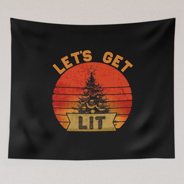 Item preview, Let's get lit Funny Christmas Humor Quote Vintage Xmas Tree Lover Gift Cute  designed and sold by alenaz.