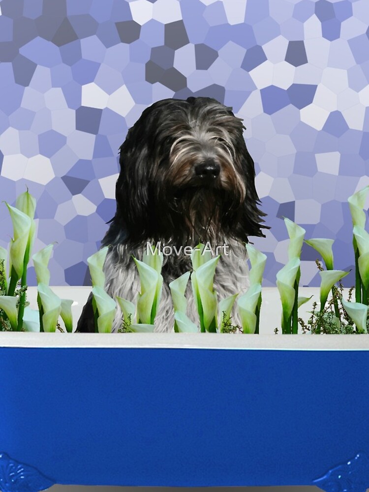 &quot;Schapendoes Hund in Badewanne mit Trauben calla Blumen&quot; iPhoneHülle