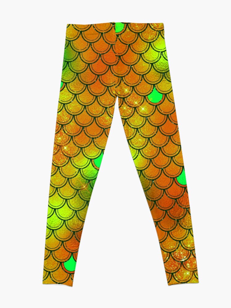 Discover Orange Mermaid Pattern Leggings