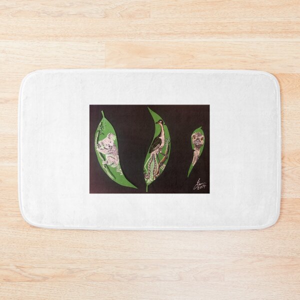 Item preview, Koala, lyrebird and emu on eucalyptus leaves - black designed and sold by andorianlad.
