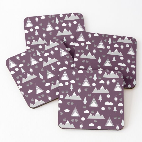 Item preview, Purple Camping Mountains and Tents designed and sold by shadowbright.