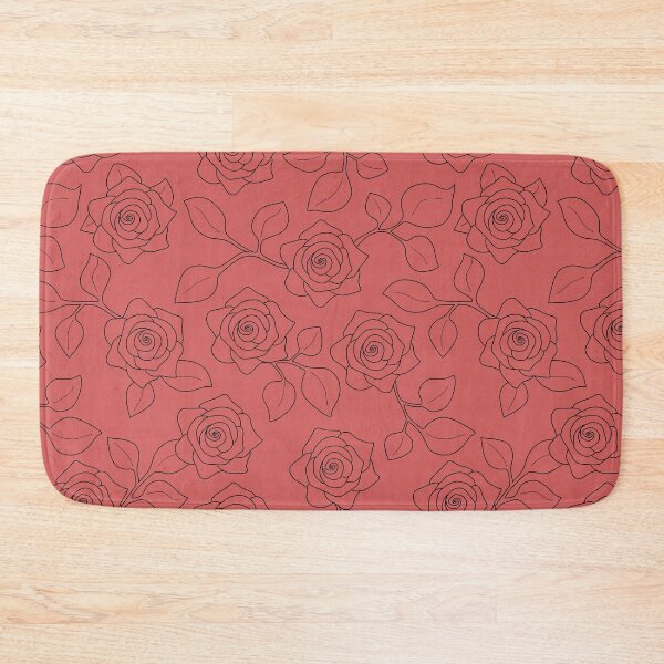 Item preview, Roses Line Art Pattern on punch pink designed and sold by nutmegfairy.
