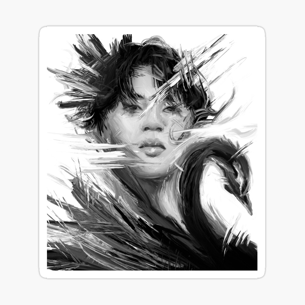 BTS Jimin watercolor painting, Black Swan, original fan art, k-pop