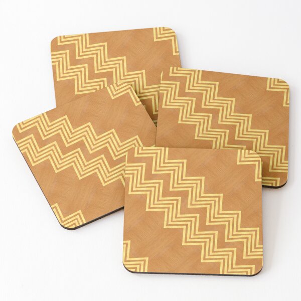 Item preview, Gold zigzags stripes brown textured pattern designed and sold by tetibright.