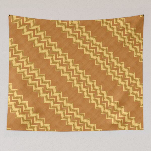 Item preview, Gold zigzags stripes brown textured pattern designed and sold by tetibright.