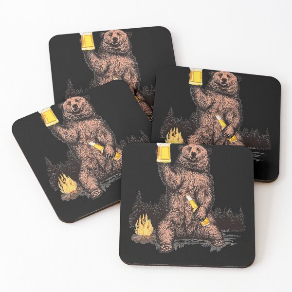 Item preview, Bear Drinking Beer Camp Fire Woods Outdoor designed and sold by IlyasMusliyevic.