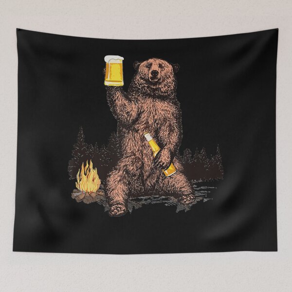 Item preview, Bear Drinking Beer Camp Fire Woods Outdoor designed and sold by IlyasMusliyevic.