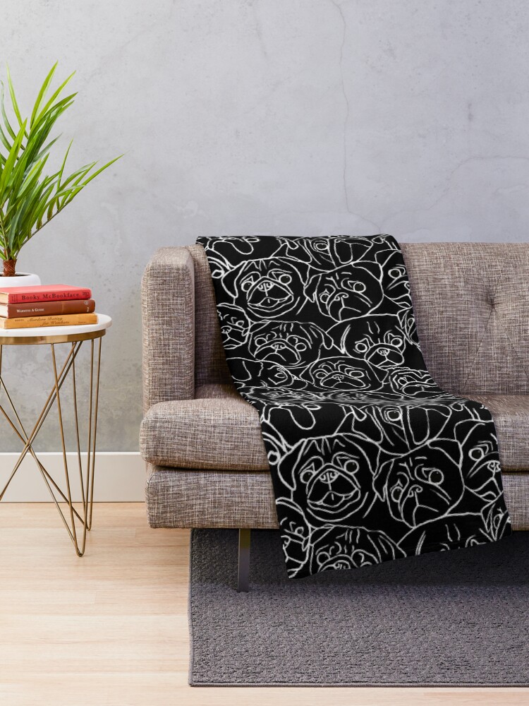 Alternate view of Black Pugs Throw Blanket