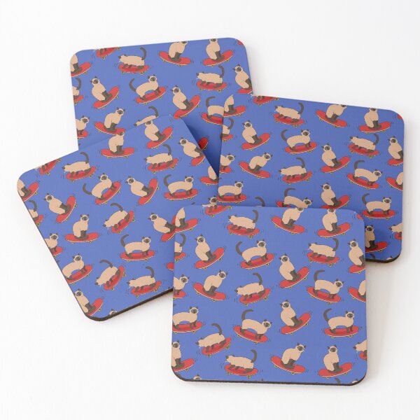 Item preview, Siamese cats on skateboards on a blue background designed and sold by burbura.