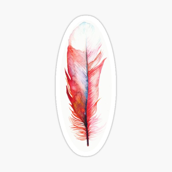 Watercolor Feather Red Sticker