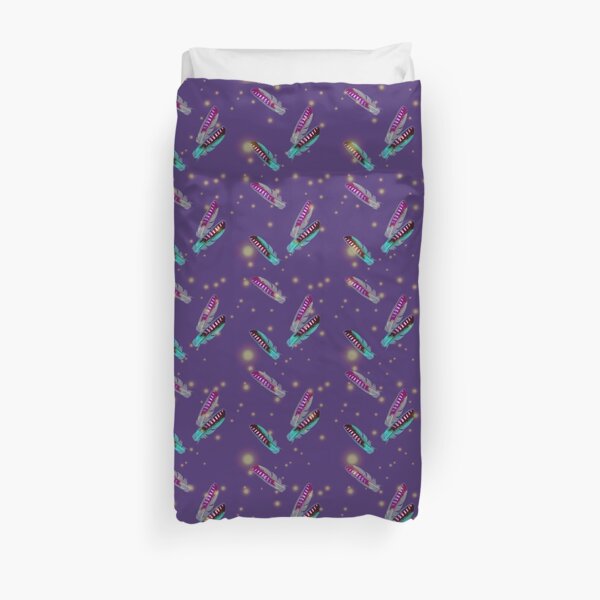 Jay feathers on purple pattern Duvet Cover