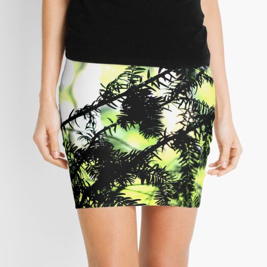 Yew tree branches silhouette Mini Skirt