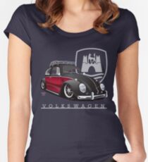 Camiseta entallada de cuello redondo Negro y rojo