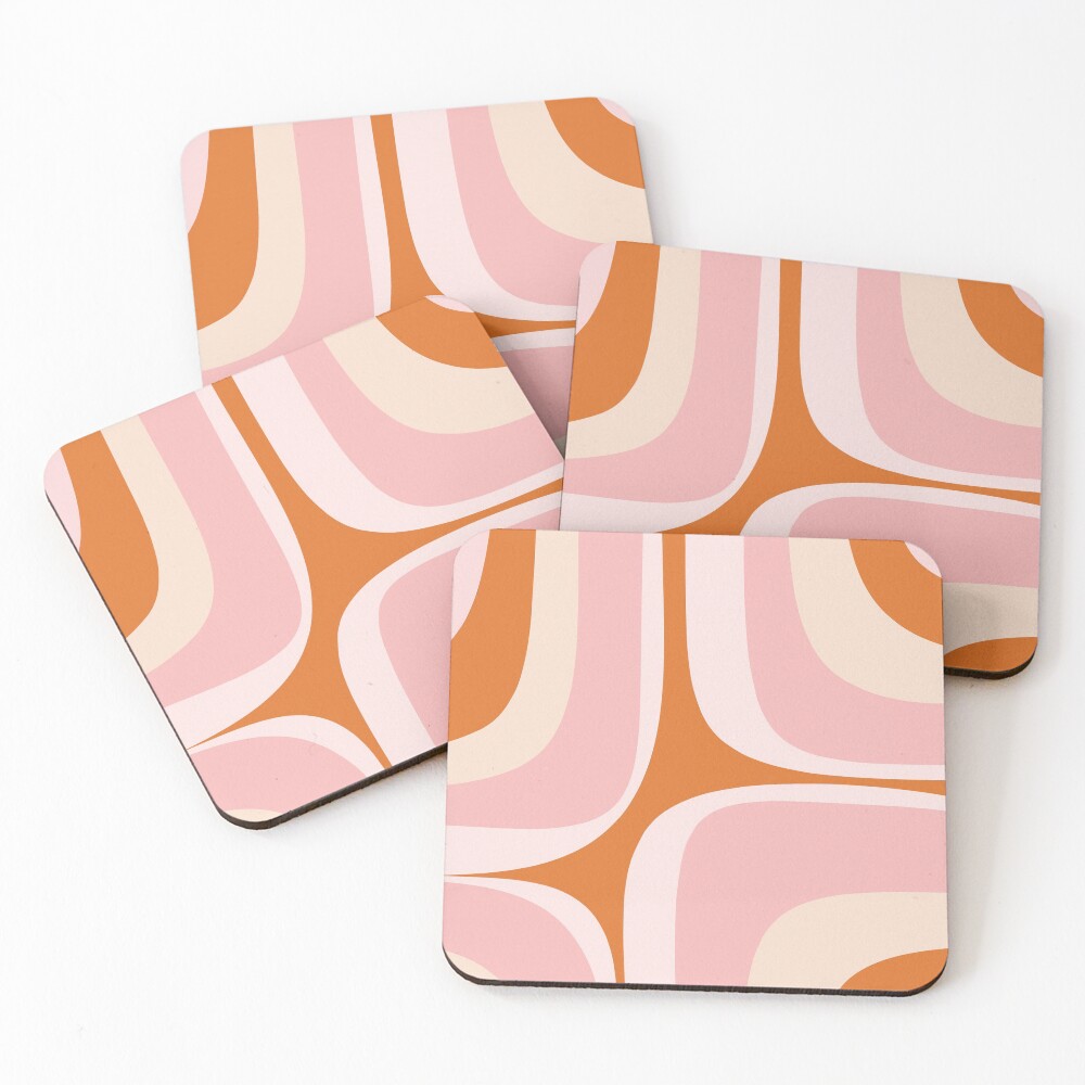 Retro Groove Pink and Orange Coasters (Set of 4)