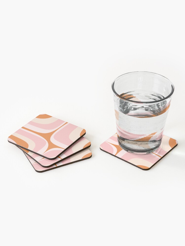 Alternate view of Retro Groove Pink and Orange Coasters (Set of 4)