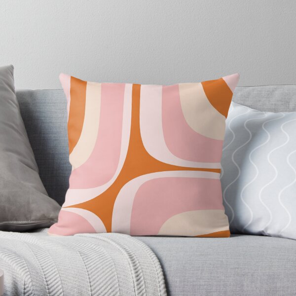 "Retro Groove Pink and Orange Minimalist Abstract" Throw Pillow for Sale by kierkegaard