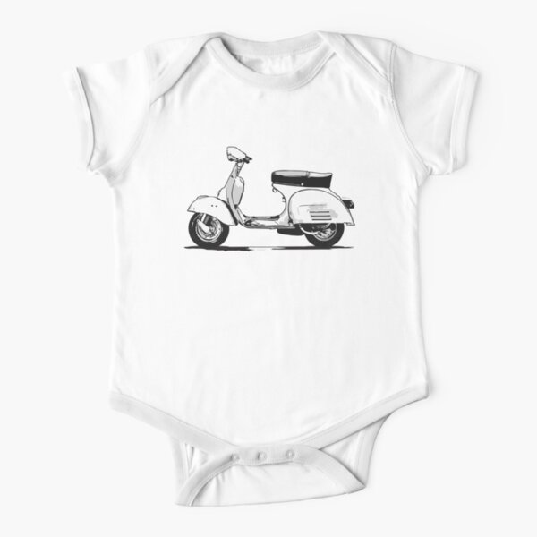 VESPA. Scooter, Wasp, Retro, Mod, Mods, Piaggio, Italy, Italian. Short Sleeve Baby One-Piece