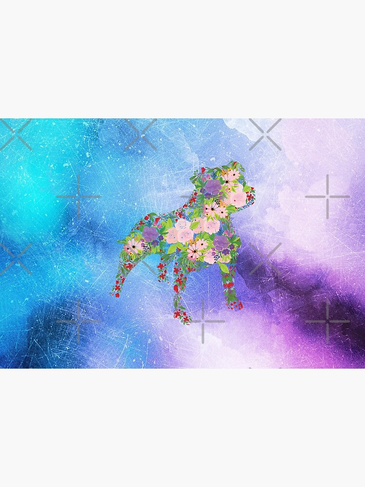 Distressed Watercolour Floral Staffordshire Bull Terrier by tribbledesign