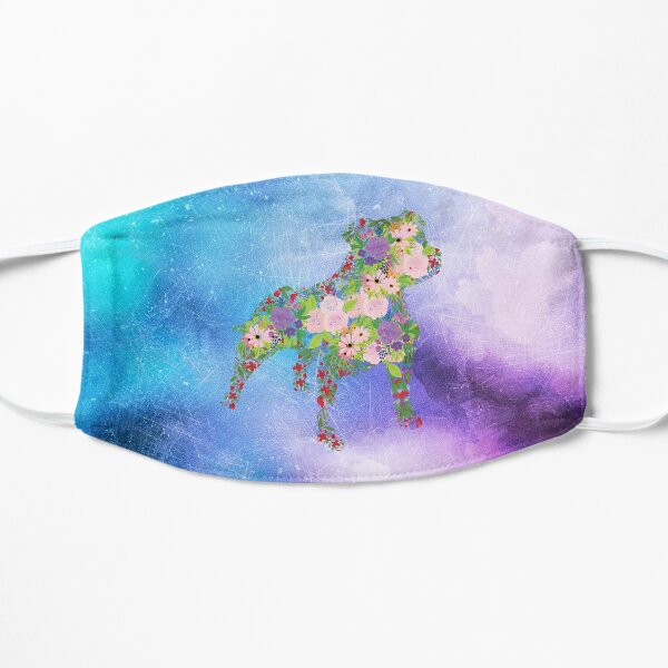 Distressed Watercolour Floral Staffordshire Bull Terrier Flat Mask