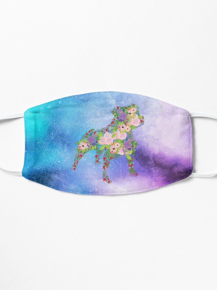 Alternate view of Distressed Watercolour Floral Staffordshire Bull Terrier Mask