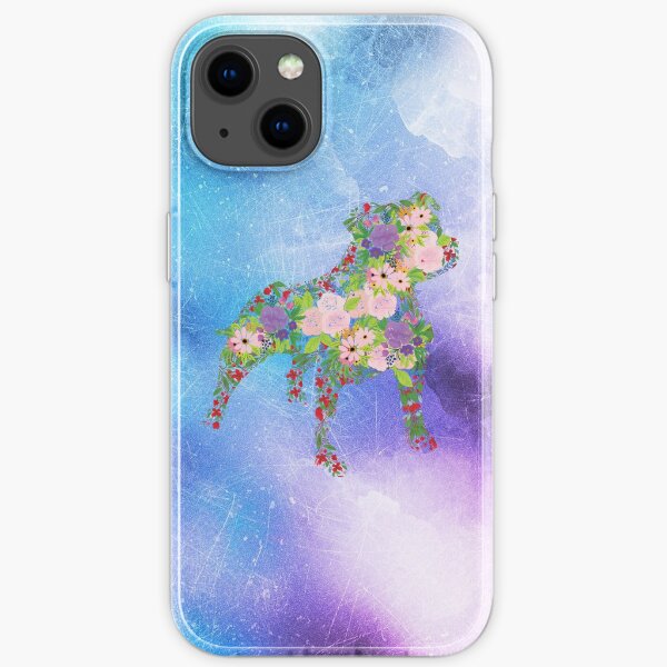 Distressed Watercolour Floral Staffordshire Bull Terrier iPhone Soft Case