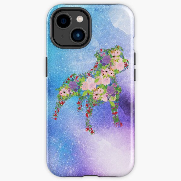 Distressed Watercolour Floral Staffordshire Bull Terrier iPhone Tough Case