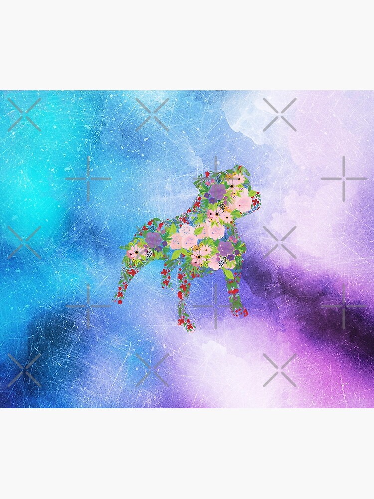 Distressed Watercolour Floral Staffordshire Bull Terrier by tribbledesign