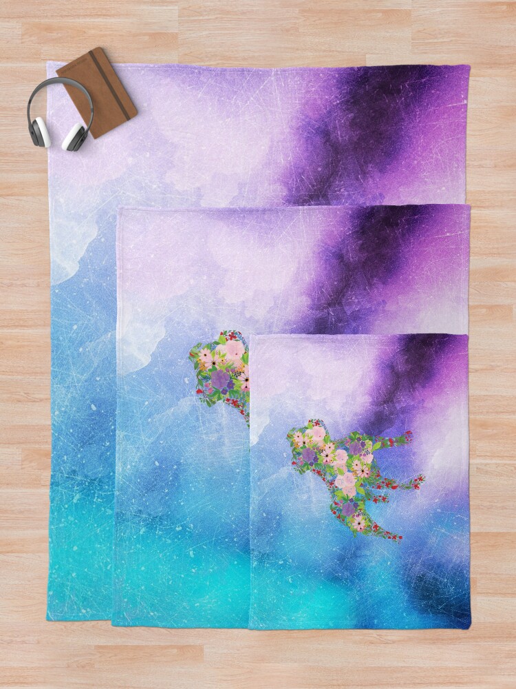 Alternate view of Distressed Watercolour Floral Staffordshire Bull Terrier Throw Blanket