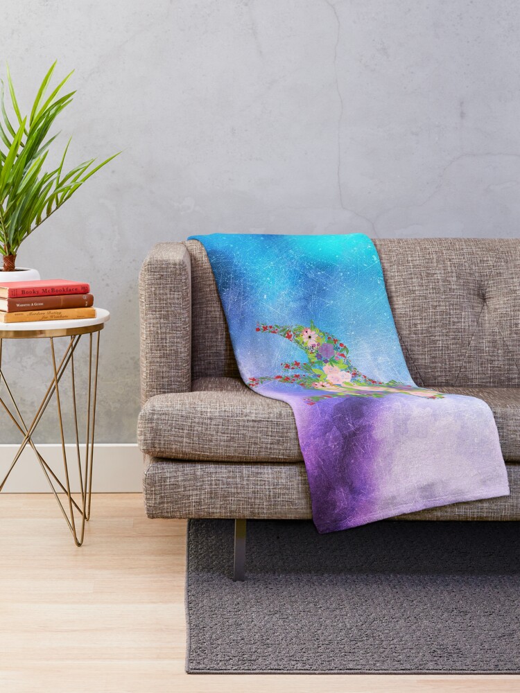 Alternate view of Distressed Watercolour Floral Staffordshire Bull Terrier Throw Blanket