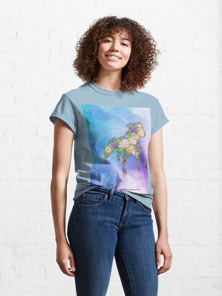 Alternate view of Distressed Watercolour Floral Staffordshire Bull Terrier Classic T-Shirt