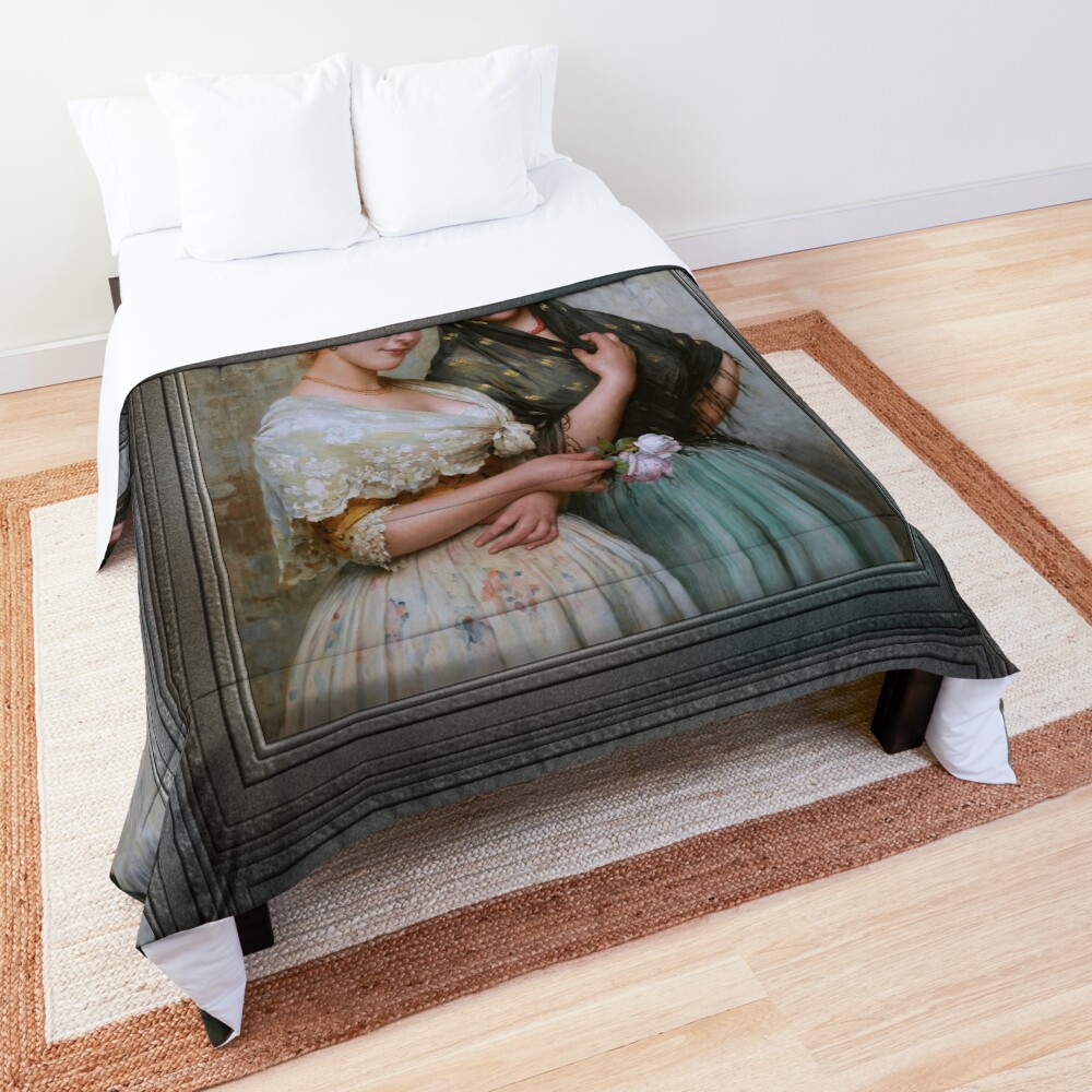 Two Venetian Women by Eugene de Blaas Classical Art Old Masters Reproduction Comforter
