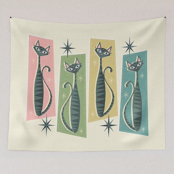 Item preview, Retro Patchwork Tabbies ©studioxtine designed and sold by studioxtine.