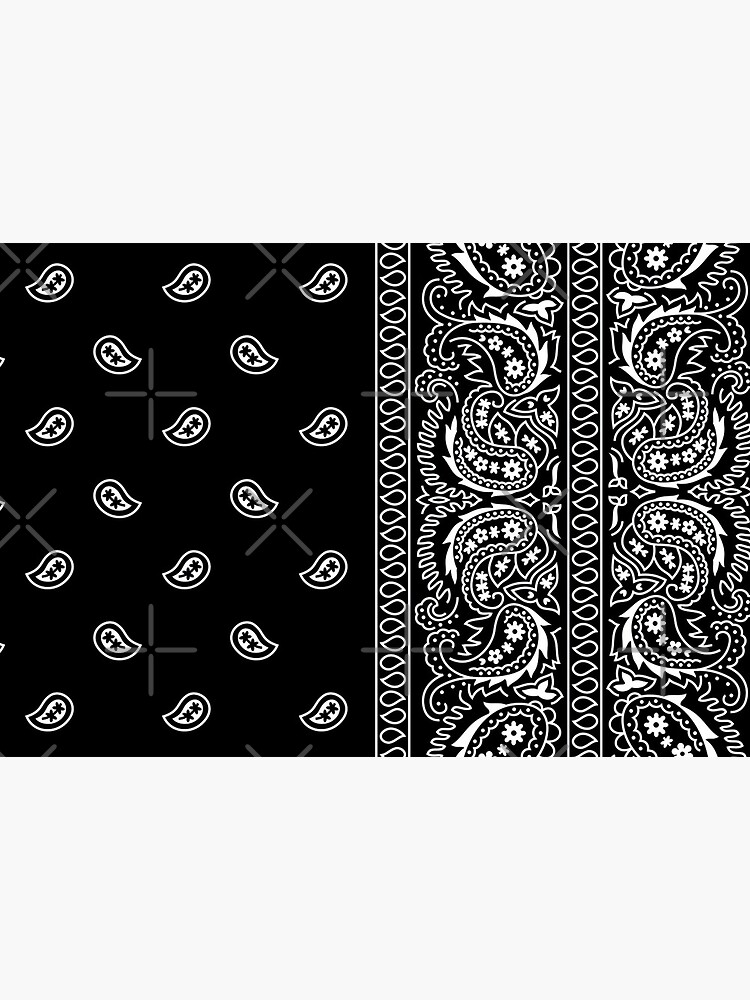 "Black and White Paisley Chicano Bandana Style Facemask" Mask by