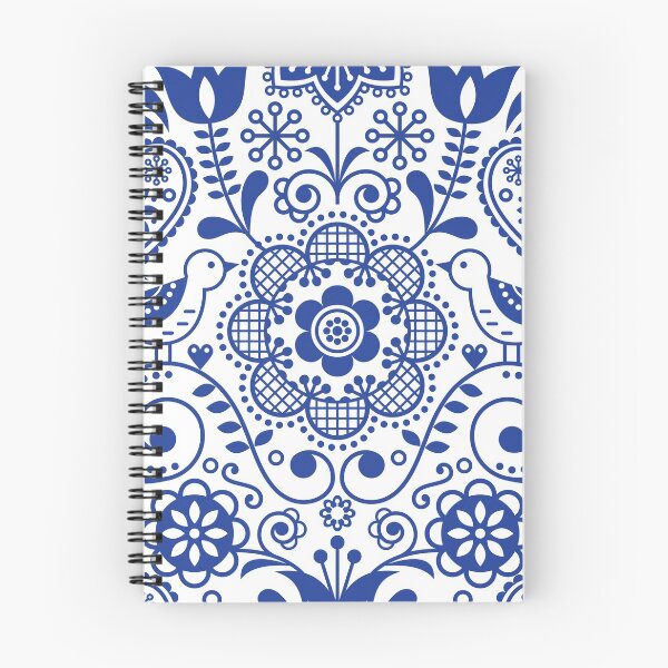 Item preview, Traditional Scandinavian Blue & White Bird Pattern designed and sold by alderblight.