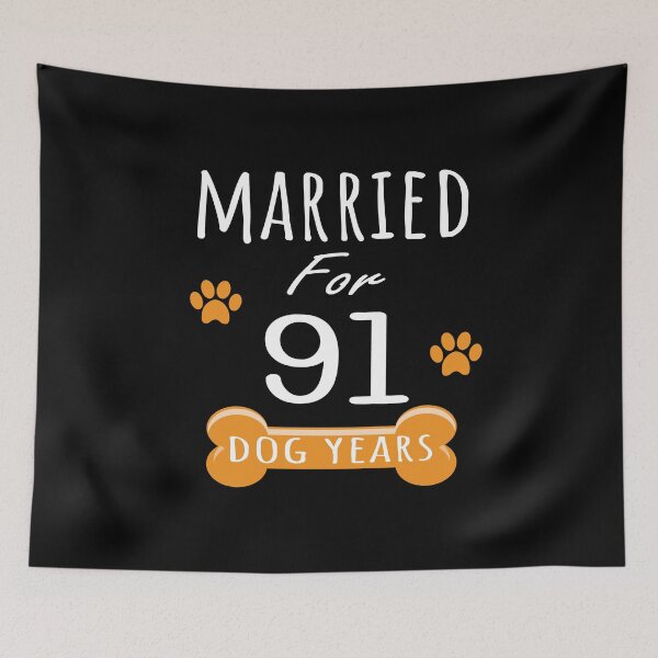 Item preview, 13th Anniversary Funny Married For 91 Dog Years Marriage graphic designed and sold by Grabitees.