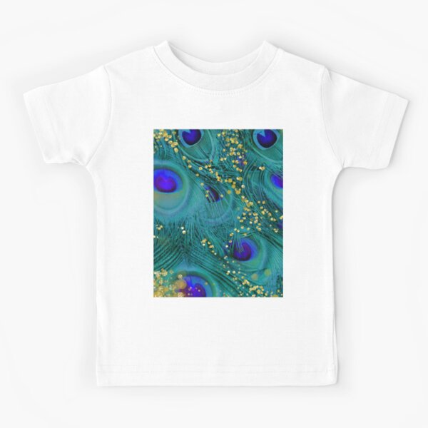 Dreamy peacock feathers, teal and purple, glimmering gold Kids T-Shirt for  Sale by Glimmersmith