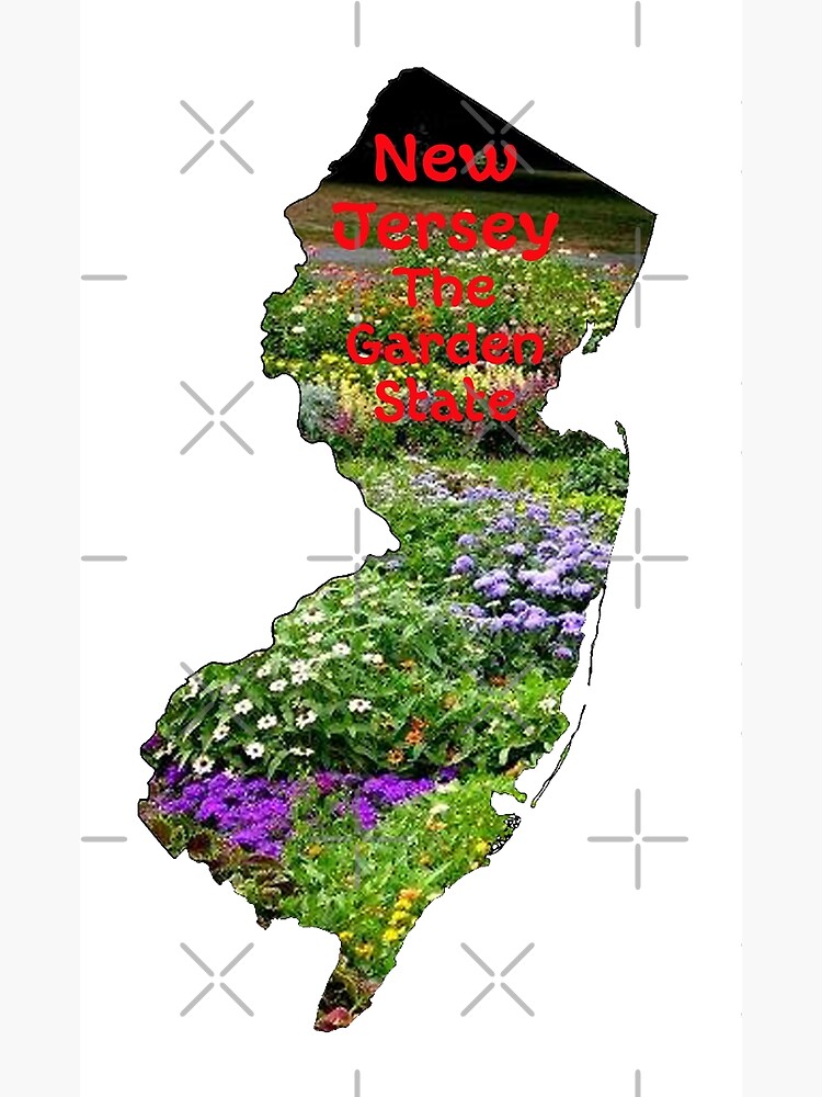 "New Jersey Map with State Nickname The Garden State" Poster for Sale