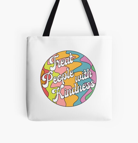 Groovy Treat 'Em With Kindness Design All Over Print Tote Bag