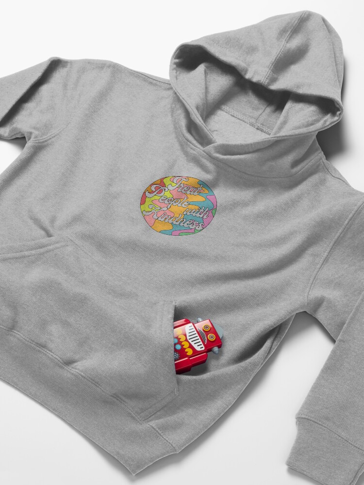 Alternate view of Groovy Treat 'Em With Kindness Design Kids Pullover Hoodie
