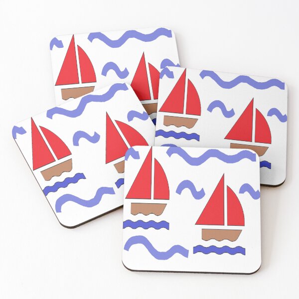 Item preview, Small boat at sea white pattern designed and sold by tetibright.