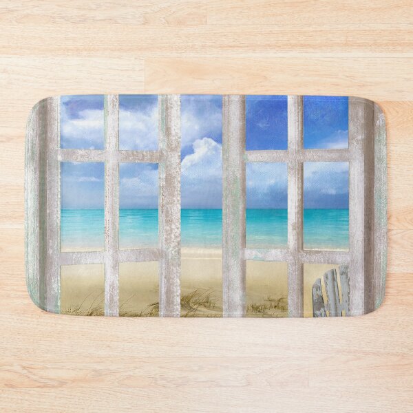 Item preview, Caribbean Cottage tropical beach house window, coastal art designed and sold by Glimmersmith.
