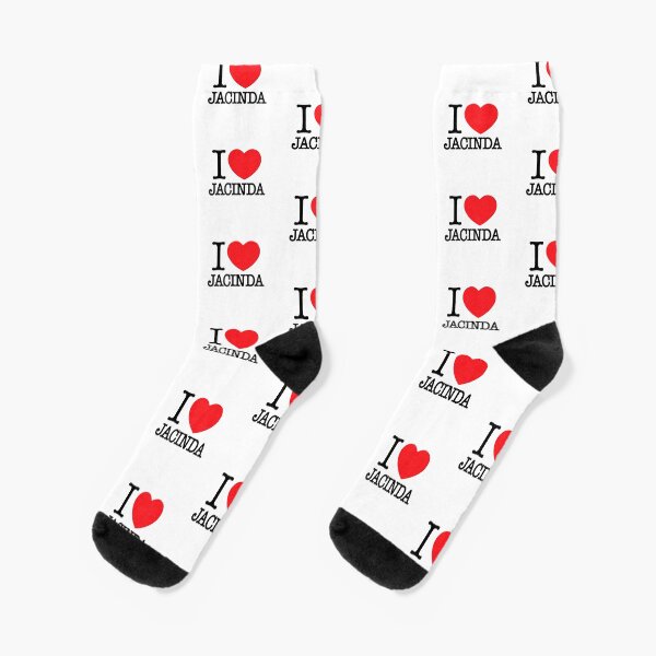 I heart Jacinda Ardern black white New Zealand Prime Minister Kiwi I love NY style Socks