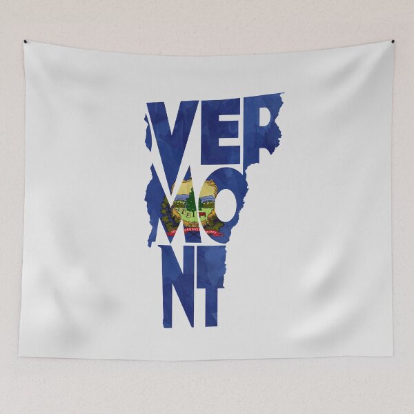 Item preview, Vermont Typographic Map Flag designed and sold by A Deniz Akerman.