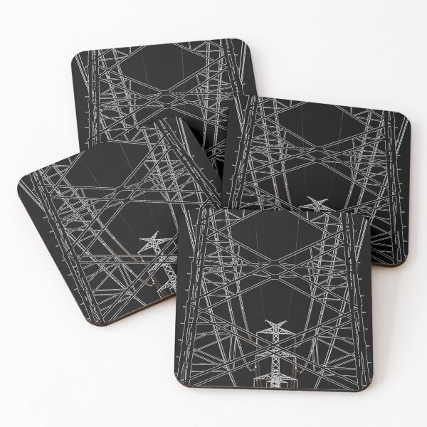 Item preview, Abstract high voltage transmission line against black sky designed and sold by Lukasz Szczepanski.